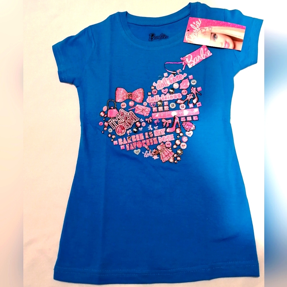 🔥SALE🔥 Barbie My Favorite Doll Blue Girl's Tee T-shirt NWT Size 4